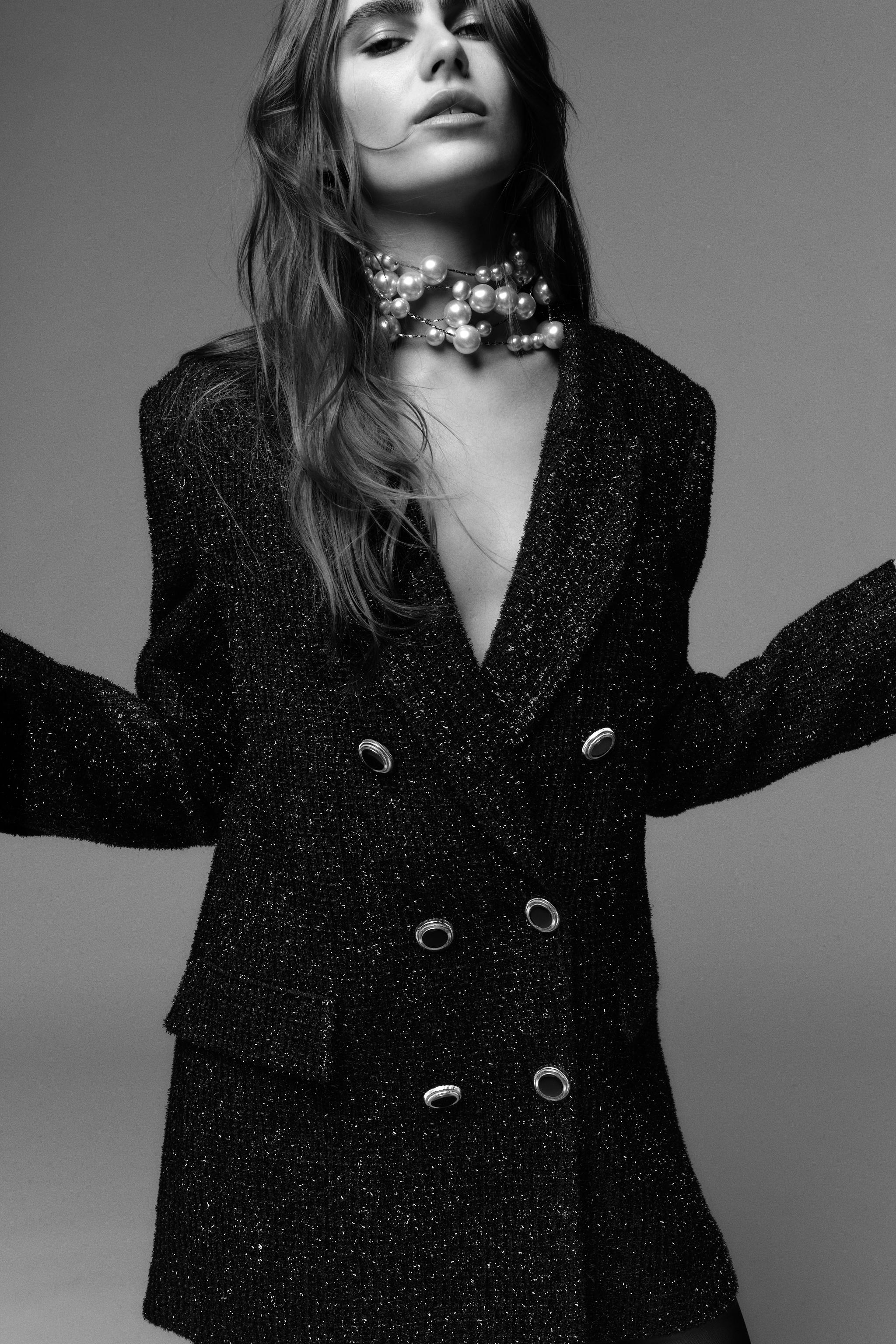 METALLIC THREAD DOUBLE BREASTED BLAZER